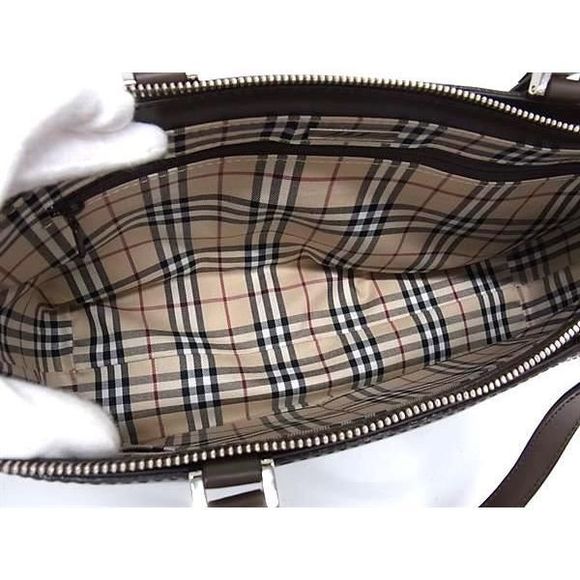 Burberry Leather Handbag Tote Brown - Picture 7 of 9